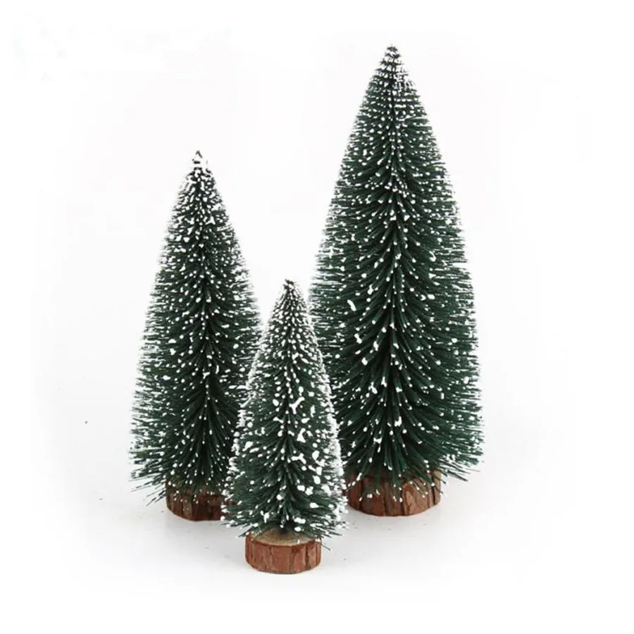 

2016 Mini Christmas Tree Decoration for Home Pine Needles Sticky Snow Mini Bonsai Tree Ornaments Christmas Gift Freeshipping