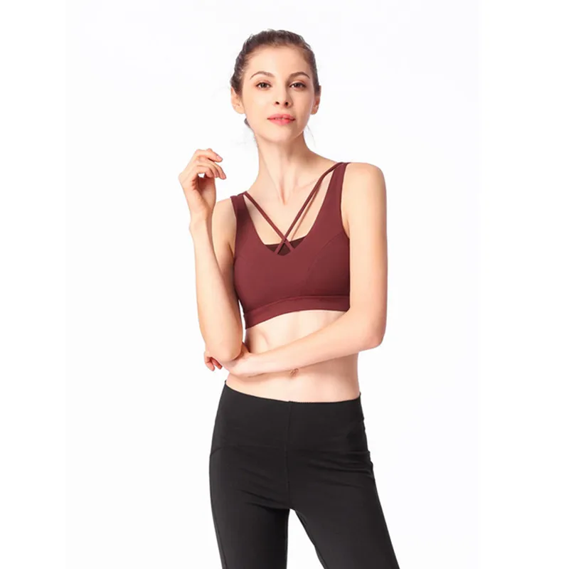 Dark Red Собирающее Спортивное нижнее белье беговые ударопрочный спортивный бюстгальтер без стального кольца Фитнес Йога красота назад нижнее белье - Цвет: Dark Red