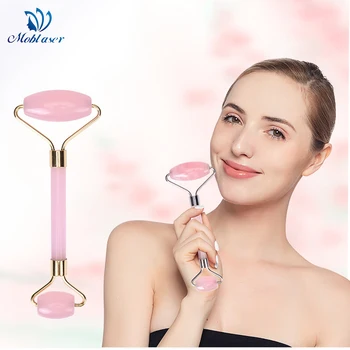 

Double Head Facial Massage Roller Jade Slimming Body Head Neck Nature Device Face Care Massager Rose Quartz Set Box DropShipping