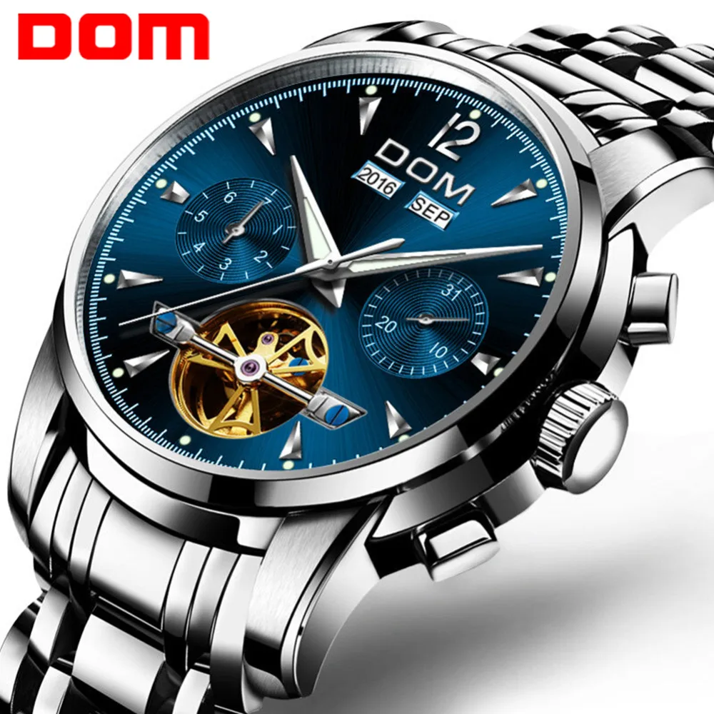 DOM Men's Mechanical Watches Luxury Fashion Brand Water Resistant Automatic Wrist Watch Men Business Tourbillon Watch M-75D-2MW DOM Men's Mechanical Watches Luxury Fashion Brand Water Resistant Automatic Wrist Watch Men Business Tourbillon Watch M-75D-2MW