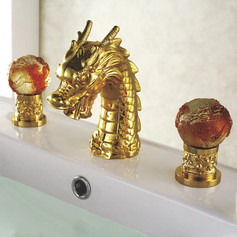 Buy Free Shipping Golden Color Handles Dragon Sink