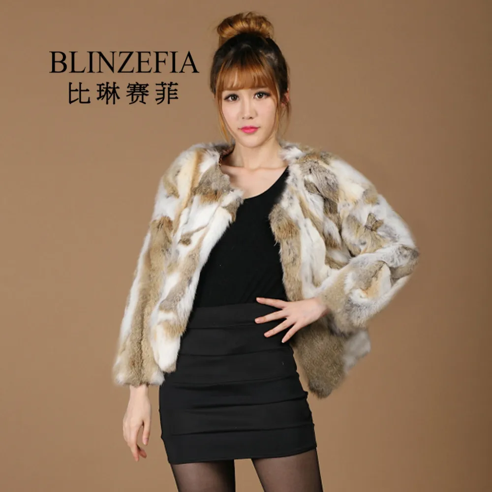 

2019 BLINZEFIA Spring and Autumn Women Real Rabbit Fur Coat Winter Genuine Fur Jacket BZ1076