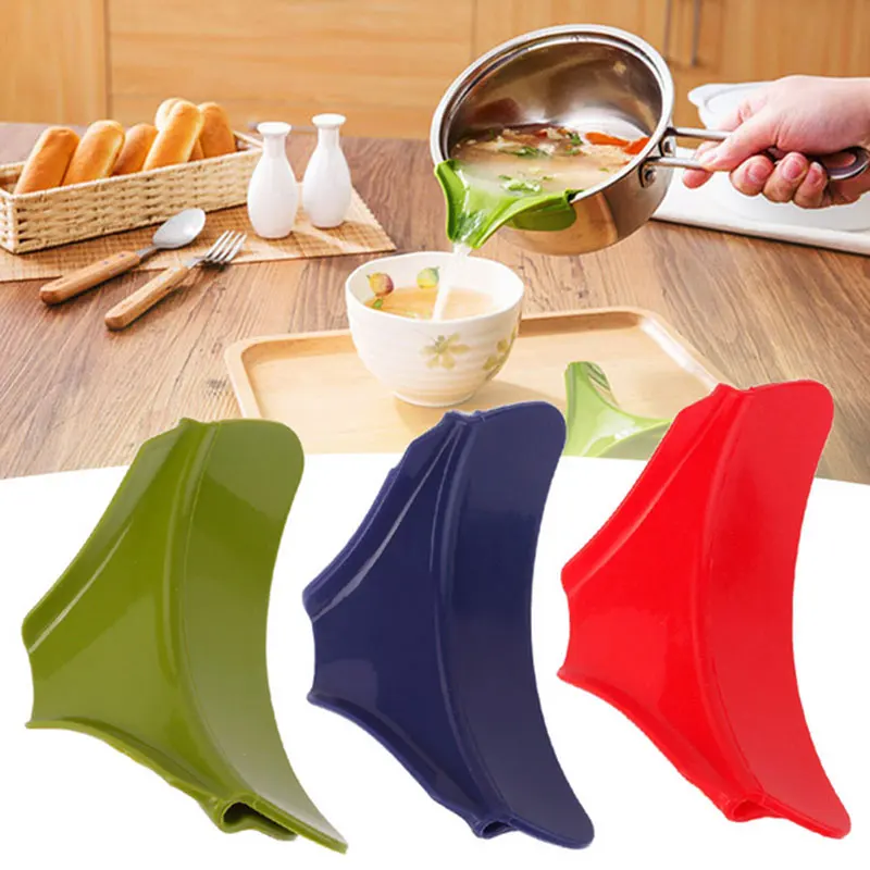 

1 pcs High Quality Silicone Pour Spout Slip On Mess Free for Pots Pans and Bowls funnels home Kitchen Accessories Gadgets