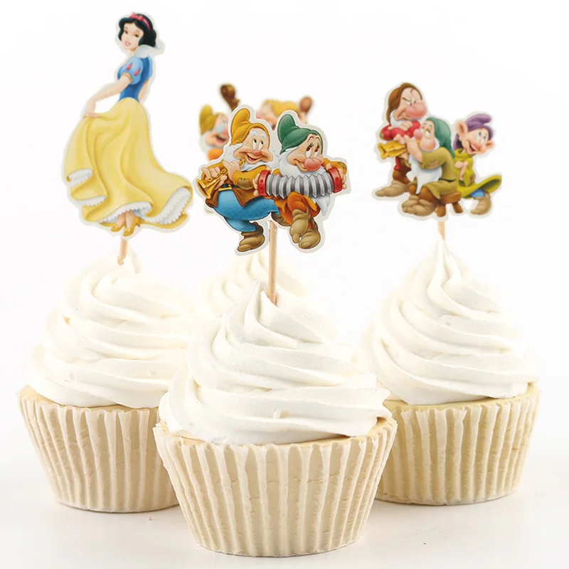 24 Pcs Blanche Neige Et Les Sept Nains Cendrillon Bella Fee Gateau Toppers Pick Decoration Pour Enfants Fete D Anniversaire Fournitures Aliexpress