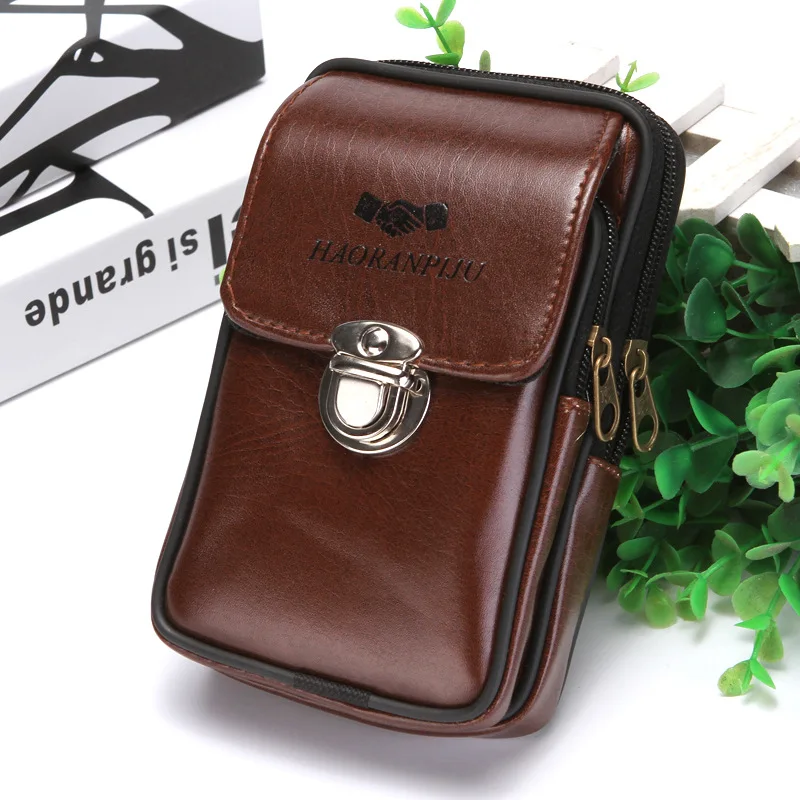 

Bycobecy 2019 PU Leather Waterproof Cigarettes Packs On The Belt Multi-function Outdoor Purse Phone Coin Key Small Men Waist Bag