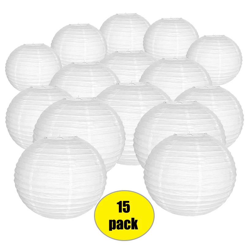 

15 Pcs/set 10"~14" Big White Chinese Paper Lantern Assorted Sizes lanterne papier lampion Wedding Xmas Party Hanging Decoration