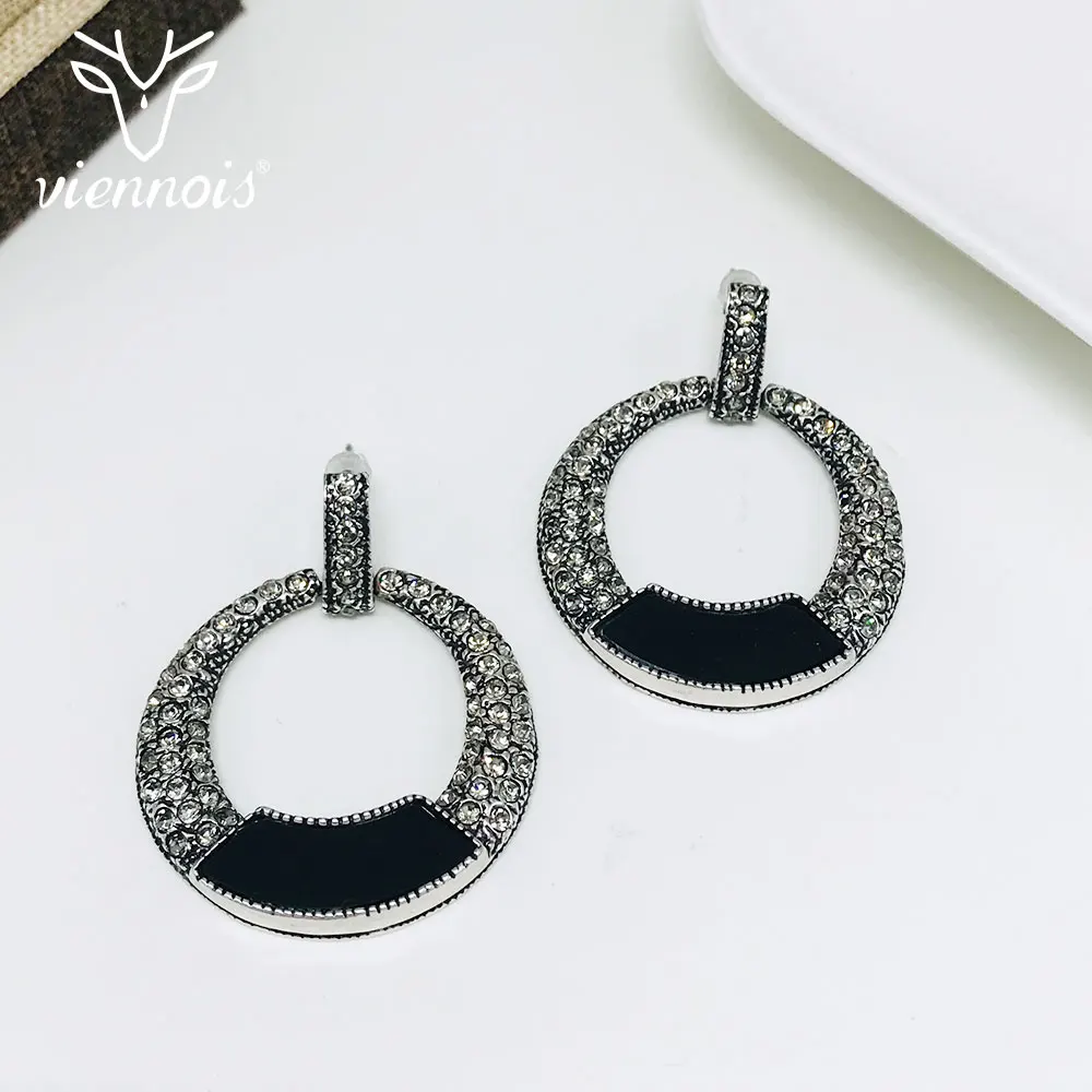 Viennois модные большие круглые черные/розовые золотые Цветные Висячие серьги для