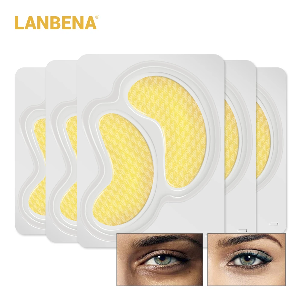 

LANBENA 24K Gold Eye Mask Collagen Eye Patches Sleep Mask Dark Circle Eye Bag Anti-Aging Wrinkle Firming Skin Care 10pcs =5 Pair