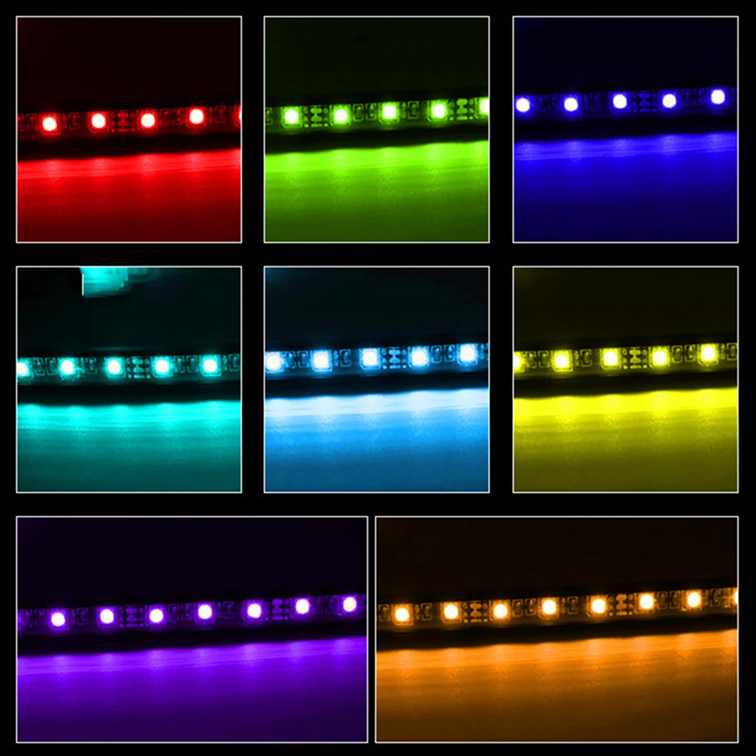 

Hot Sale 4Pcs Car RGB LED DRL Strip Light LED Strip Lights Colors Car Interior Decorative Atmosphere Lamp With Remote Control