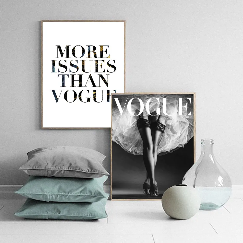 Мраморный узор Vogue модные Стиль Цитата плакаты Печать на холсте Черно-белые