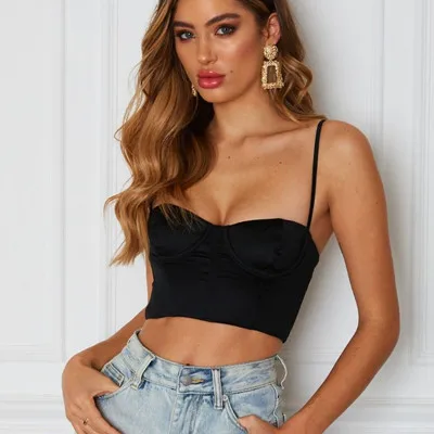 

Short strap Small vest bright color dew navel sexy nightclub party disco dancing women's shirt 2019 summer crop top 90071