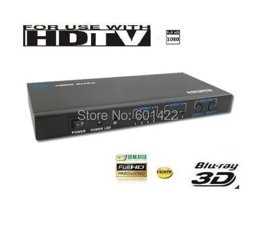 

4x2 HDMI Matrix Switch Switcher Splitter 4 in 2 out +L/R RCA Audio Output with IR Remote 1080P