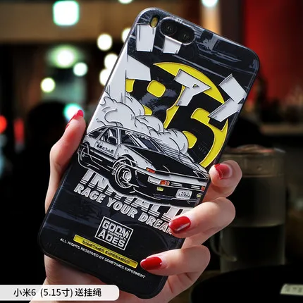 

Initial D ,Moon Astronaut ,Smoking warning embossed Relief case For Xiaomi mi A2 6x mi6x mi 6 mi6 m6x A2 m6 case cover AE86
