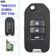 WALKLEE 3BT Remote Key Suit for Honda Civic Accord City CR-V Fit Jazz XR-V Vezel HR-V FRV 433MHz Car Keyless Entry TWB1G721