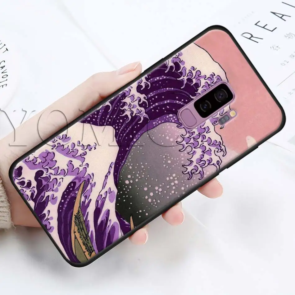 Черный силиконовый чехол Hokusai The Great Wave для samsung Galaxy S10 S10e S8 S9 Plus S7 A40 A50 A70 Note 8 9 мягкий чехол