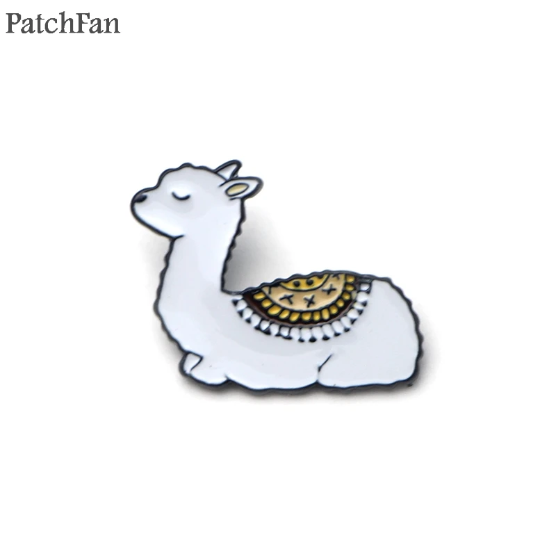 

A0654 Patchfan Baby Llama Zinc Pride Brooches animal Pins for clothes metal Badges Jewelry para bag shirt hat shoe backpack
