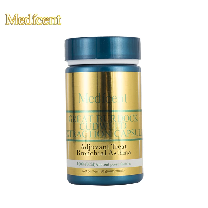 

Medicent Great Burdock Cudweed Extraction Capsule, Adjuvant Treat Bronchial Asthma, Cure Bronchiectasia and Cure cough, 50pcs