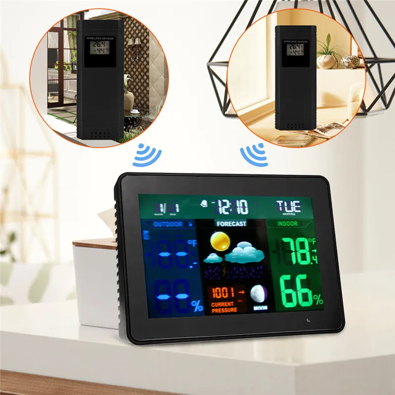 Wifi Wireless Weather Station Indoor Outdoor Temperature Humidity Weather Meter Hygrometer Thermometer Weather Forecast LCD