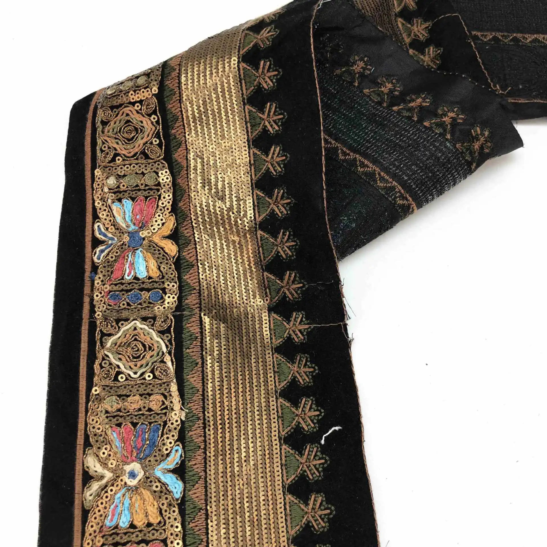 

2Meters 13cm Ethnic Gold Thread Sequins Webbing Ribbons Clothing Decorative Embroidered Lace Trims DIY Sewing Accessories