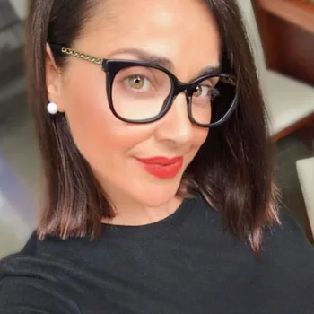 

2019 Women Chain Reading Glasses Optical Frames Ladies Luxury Metal Glasses Clear Lens Computer Eyewear