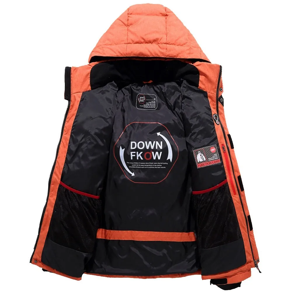  90% White Duck Winter Men Outdoor Down Coat Casual Warm Hooded Zipper Thicken Coat Outwear Solid Ma