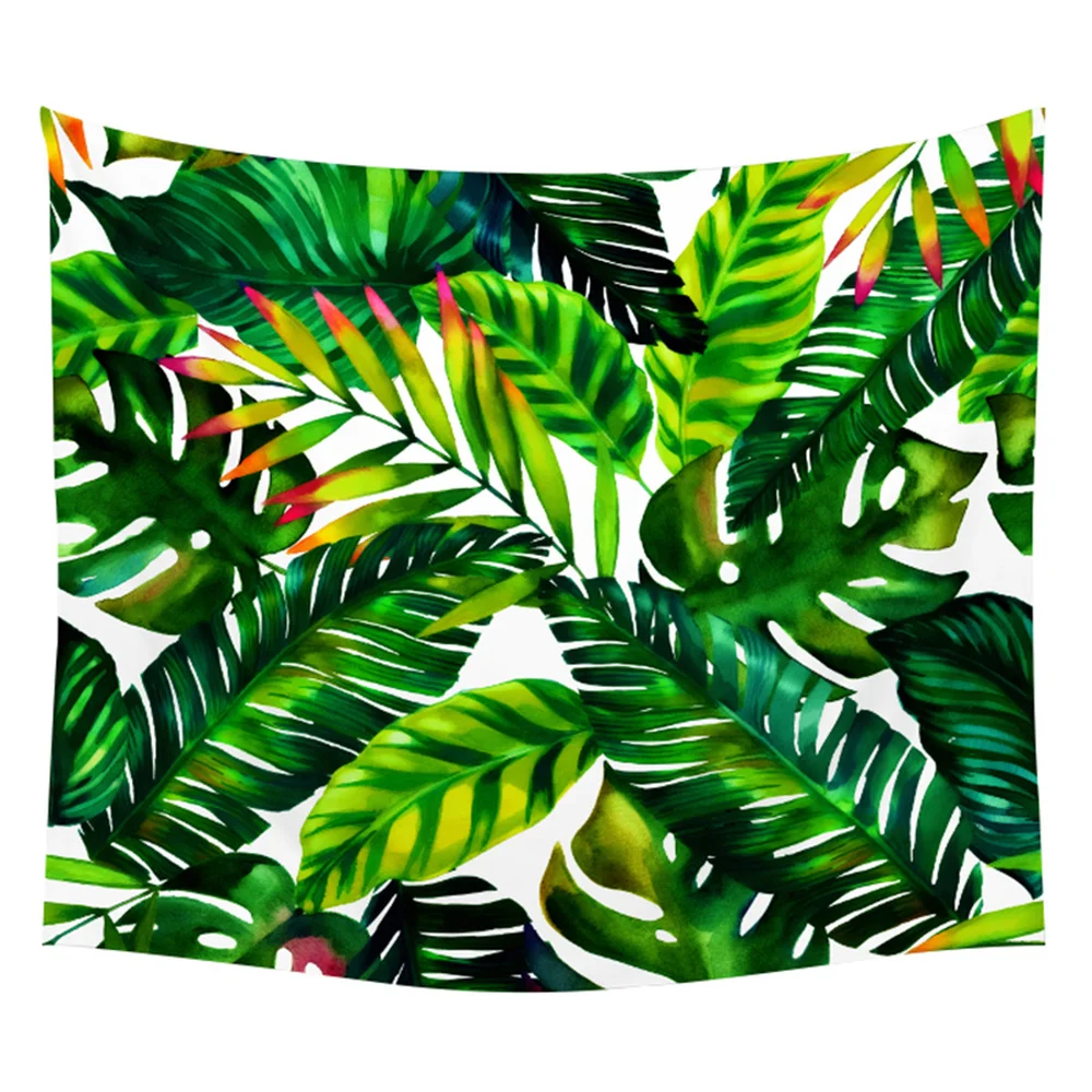 

Boho Plant Green Wall Tapestry Tropical Flowers Painting Customized Wall Cloth Tapestries Decorations Birthday Gift Blanket
