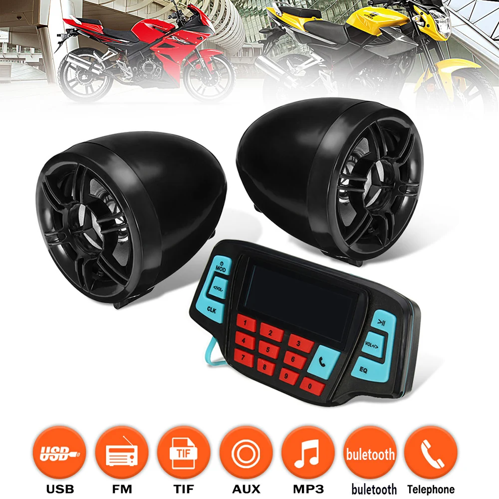 Muti-functional Motorcycle Speaker Handlebar Audio System BT USB FM Radio MP3 Speaker