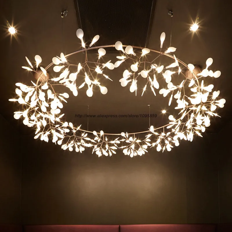 

Modern Round Cherry Blossoms LED Chandelier Lighting Gold/Black Dining Room Circle Ceiling Fixture Light