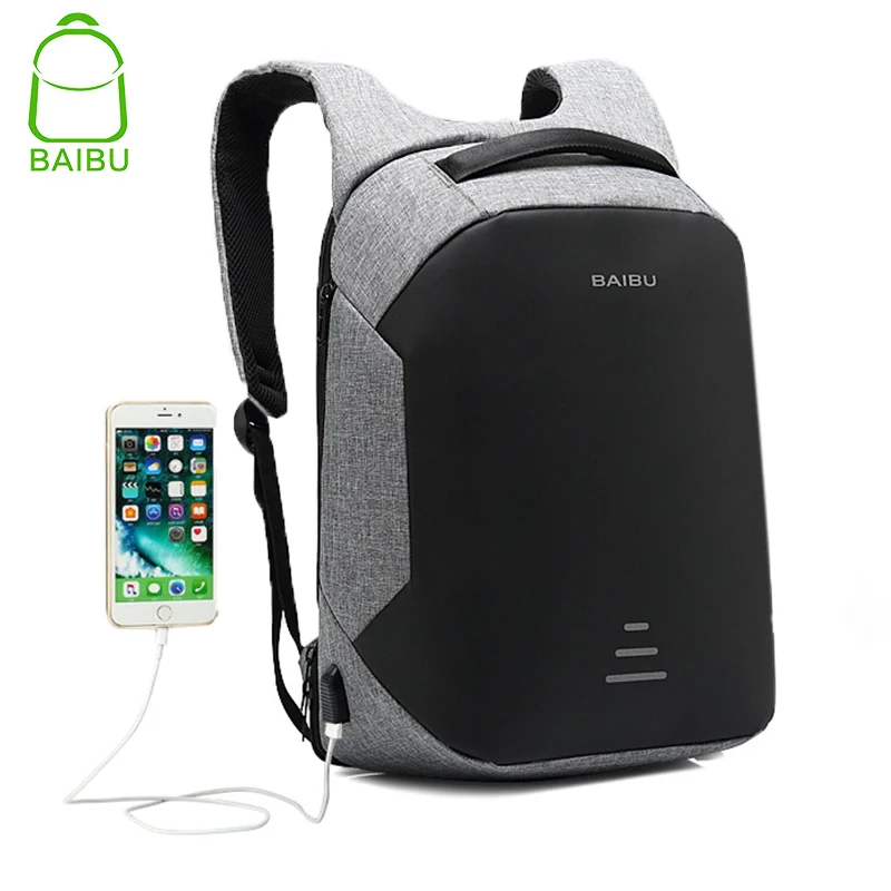 

BAIBU Anti-theft Shoulder bag Oxford Waterproof Student schoolbag BAIBU USB Charging business Travel Laptop backpack