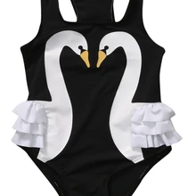 Милый детский слитный купальный костюм с рюшами и лебедем для маленьких девочек, купальный костюм, танкини, бикини, купальный костюм, пляжная одежда