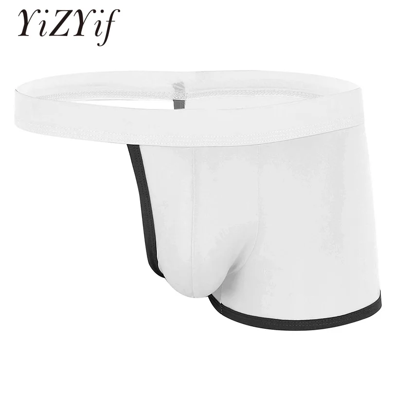 

YiZYiF Sexy Men Thongs Cut Out Ice Silk Men's Half-Part Underwear Gay String Homme Hollow Out Soft Bulge Pouch Gay Men Lingerie