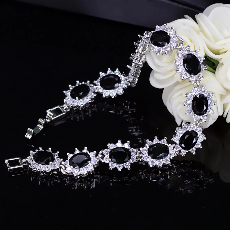Pera элегантный светильник из стерлингового серебра в форме цветка с большим кубическим цирконием, ювелирный браслет и браслет для женщин B013