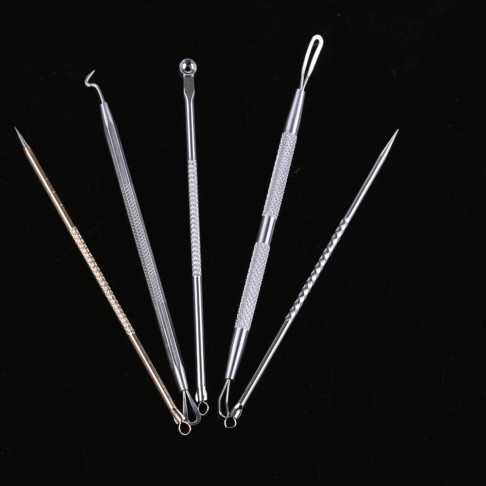 

NEW 5pcs/Set Stainless Steel Blackhead Acne Blemish Pimple Remover Extractor Needles Makeup Beauty Tools