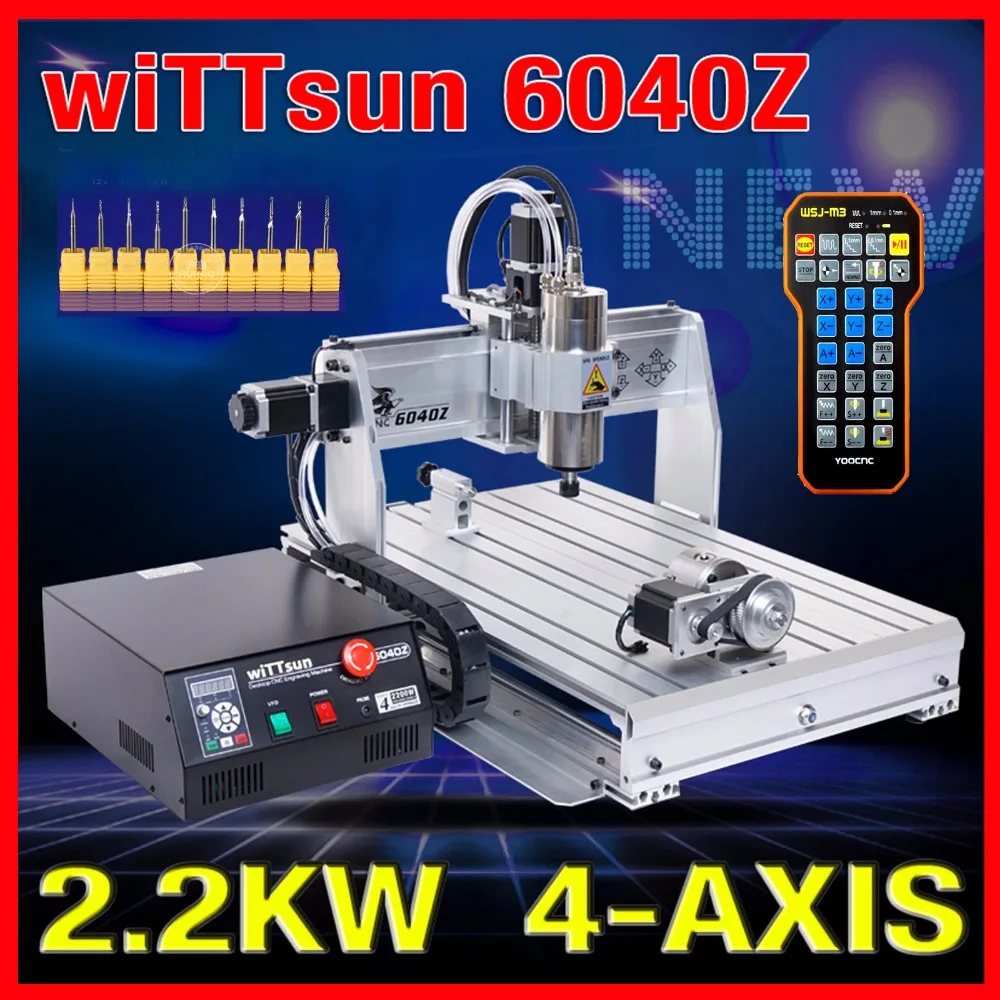 

USB ! CNC 6040 4 axis 2200W CNC router wood carving machine woodworking milling and engraving machine mach3 control cnc engraver