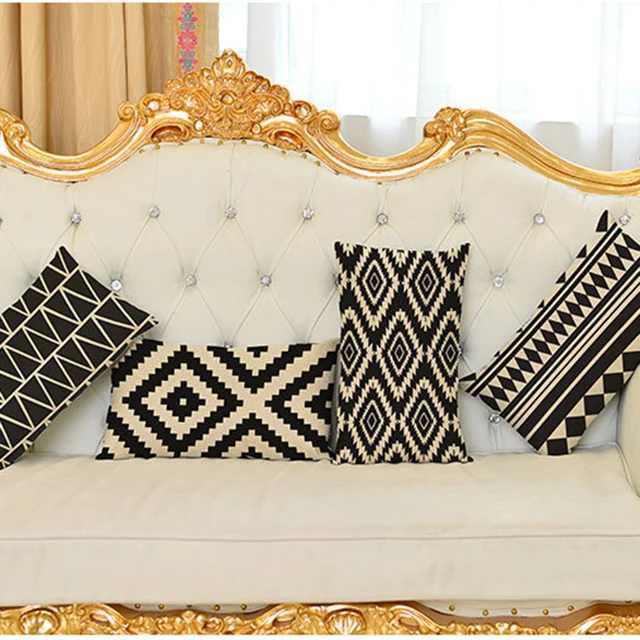 30 50cm Cushion Cover Decorative Throw Pillows Black And White 30 50cm Cushion Cover Decorative Throw Pillows Black And White Geometric Diamond Painting Lumbar Pillowcase Rectangle Home Decor
