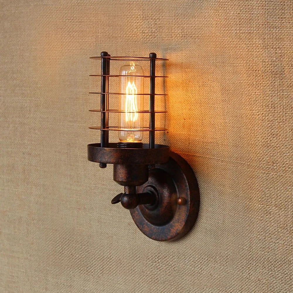 Vintage Industrial Wall Light,Rust Wall Lamp,светильник бра,Loft wall sconce Light Fixture,180°Adjustment,lampshade Up and down