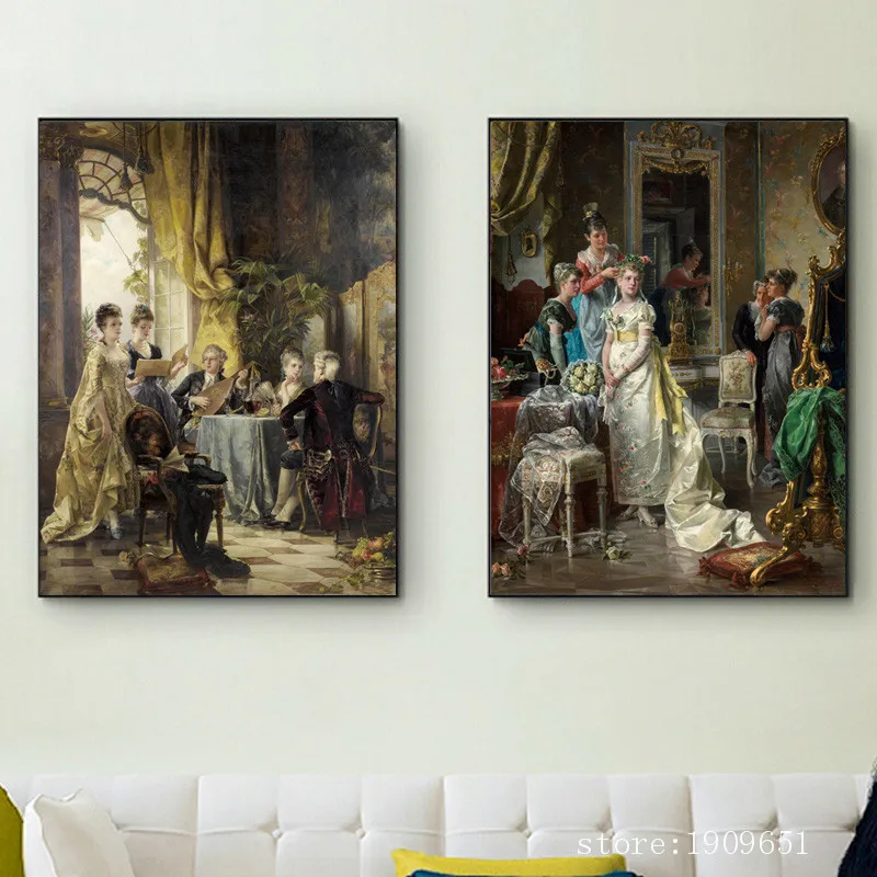 

classical court figures women scenery set canvas printings oil painting printed on cotton home wall art decoration picture