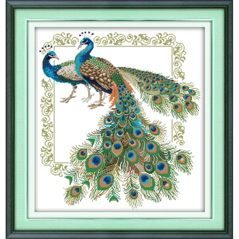 

Everlasting love Lucky peacocks Chinese cross stitch kits stamped printed product 11 14CT DIY New year gift decorations for home