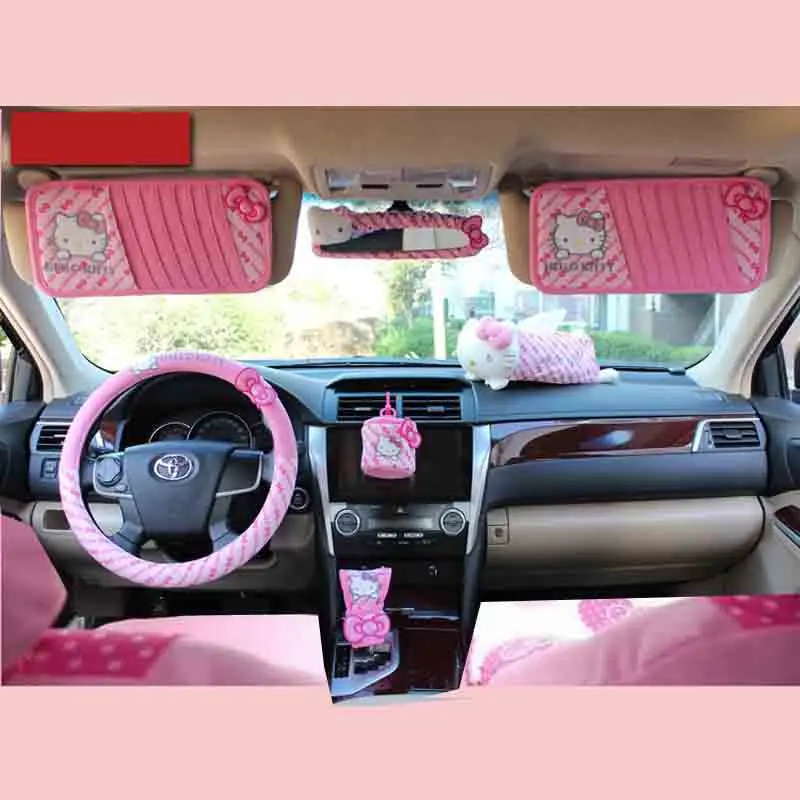 Hello Kitty Car Accessories Cute Cartoon KT Car Steering Wheel Cover