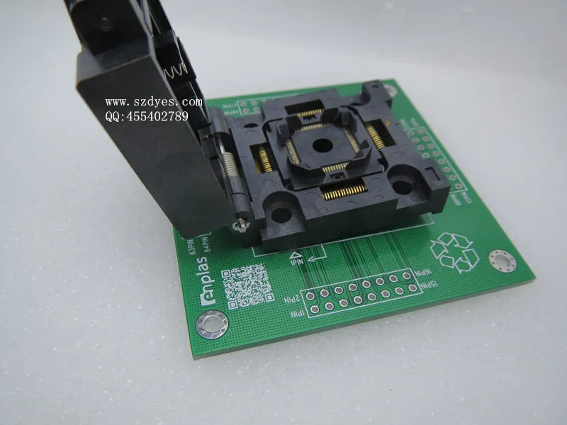 

FPQ-64-0.5-06 LQFP64 QFP64 IC test socket burning seat conversion LQFP64/DIP64  -FREESHIPPING