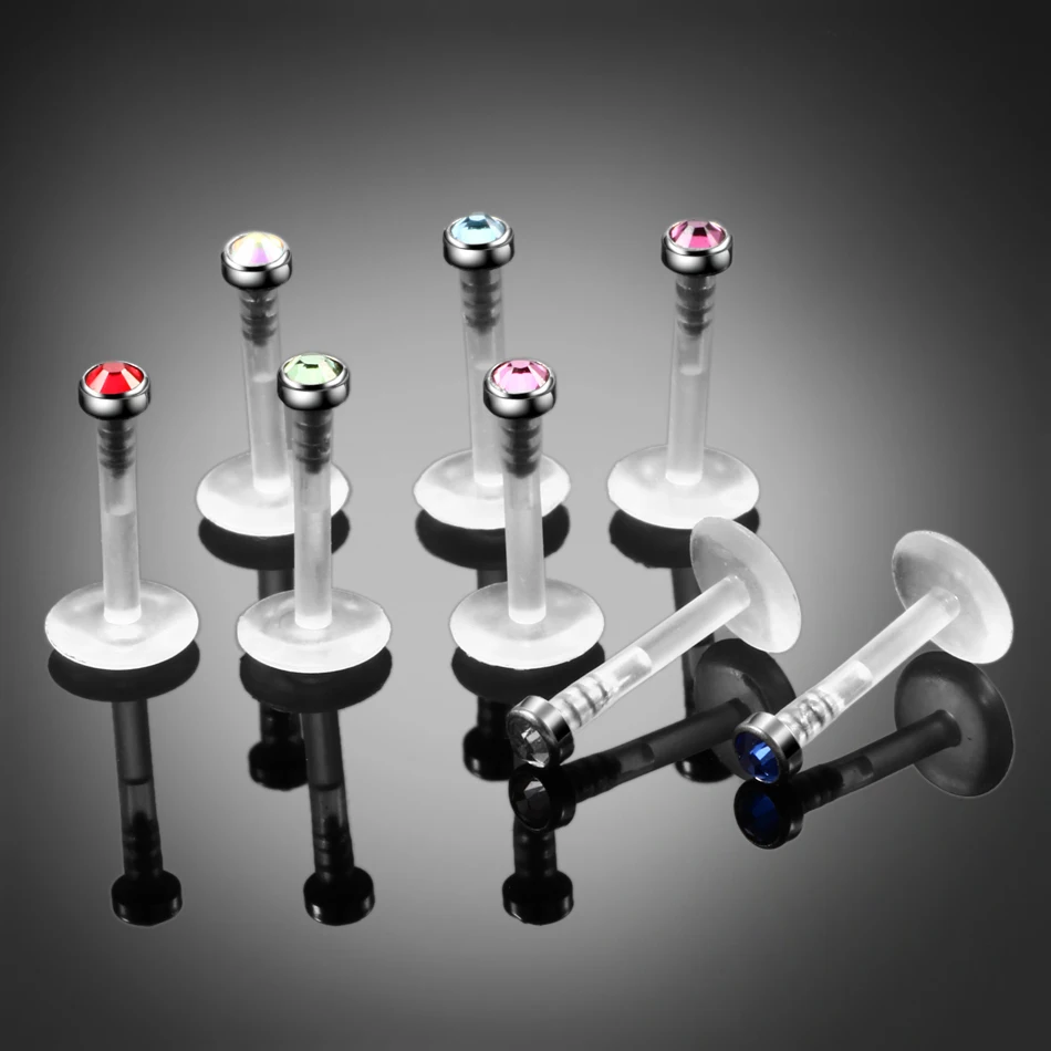 1PC G23 Titanium Bioplast Flexible Labret Stud Lip Piercing Rings 16g Ear Cartilages Tragus Helix Piercing Fashion Girls Jewelry
