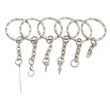 LLavero de plata de 25mm de 20 Uds., llavero ondulado, cadena corta, anillo dividido DIY, cierre de langosta, accesorios de cadenas