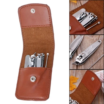 

4PCS Pedicure Manicure Set Nail Clippers Cleaner Nails File Ear Pick Kit Case