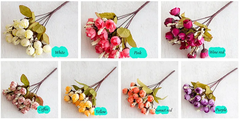 Flone Flower Artificial Flower Mini Rose Simulation Rose Home Spring Decoration For Wedding Party Small Roses Bouquet Decorative (16)