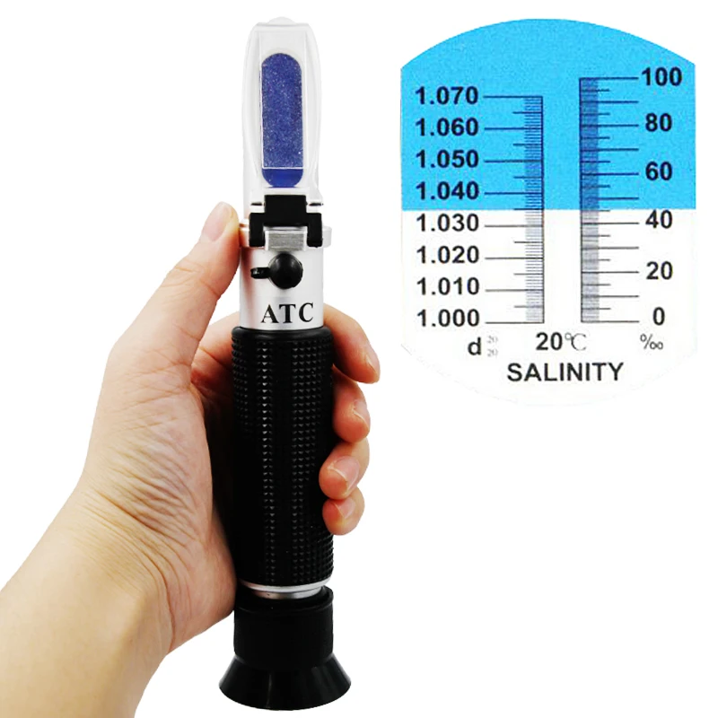 Ручной рефрактометр солености 0-10% аквариумная соленость воды тестер гидрометр ATC с розничной коробкой скидка 32