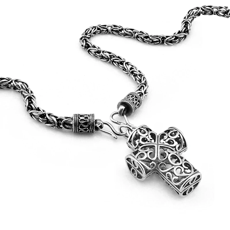 

Retro Thai silver cross pendant Necklace 925 sterling silver Religious jewelry viking scandinavian norse viking necklace Men
