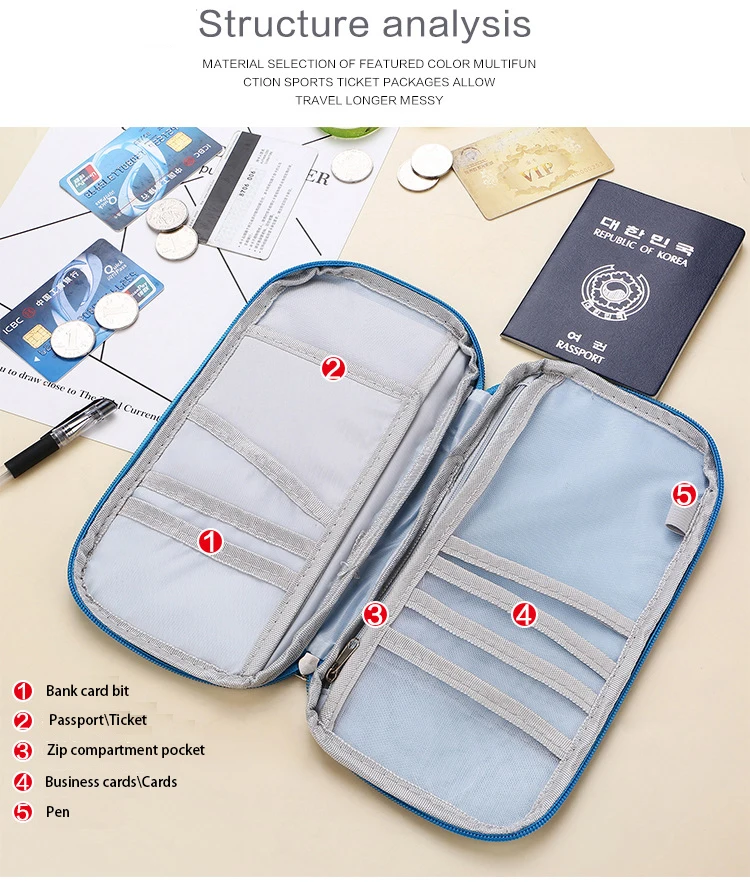 Baispo паспорта хранения сумки Многофункциональный проездных документов Портативный кошелек посылка комплект Обложка для паспорта Организация сумка 7 цветов
