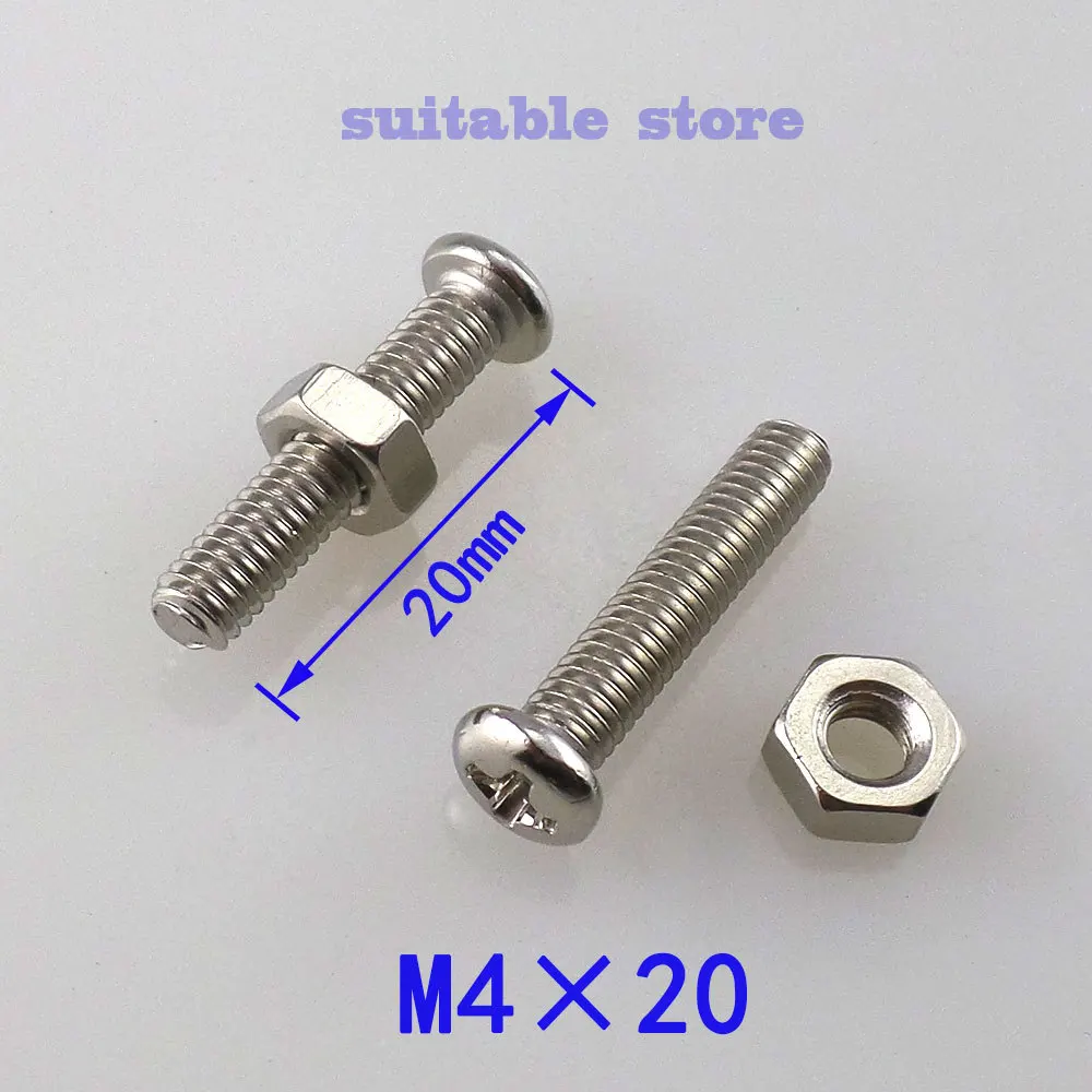 100PCSM420mmNickelplatingTheroundheadscrewWithhexagonalnut