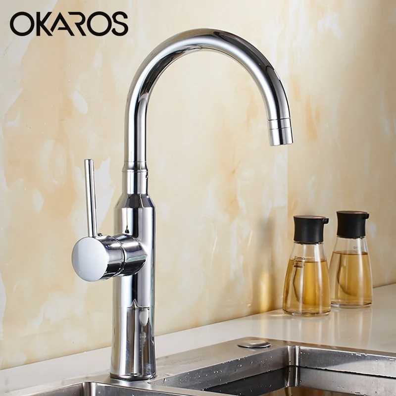 Okaros для кухни смеситель для раковины с двойной функцией и душевой спрей Однорычажный высокий носик черный смеситель кран C9143