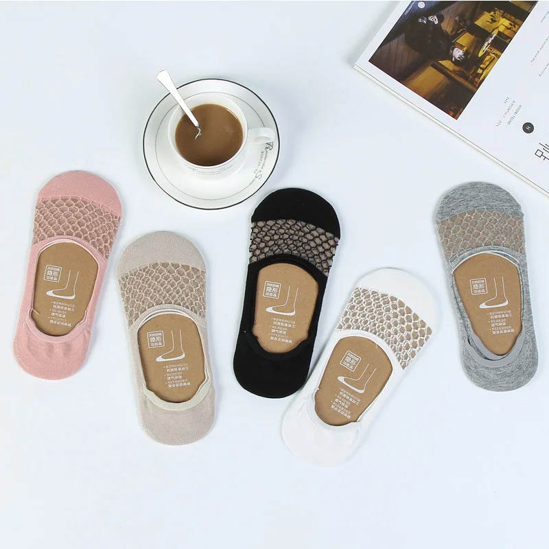

5Pair/Lot Women Cotton Comfortable Hollow Solid Low Ankle Invisible Sock Slippers Spring Summer Wear Thin Socks For Girls